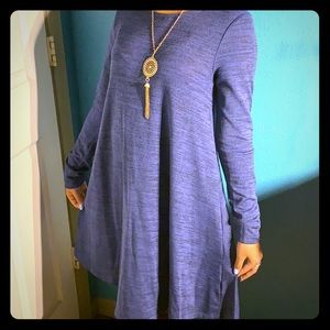 Blue long sleeve dress . With free necklace !